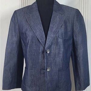 Ann Taylor Loft Petite Acetate Denim Blue Jacket - 00P